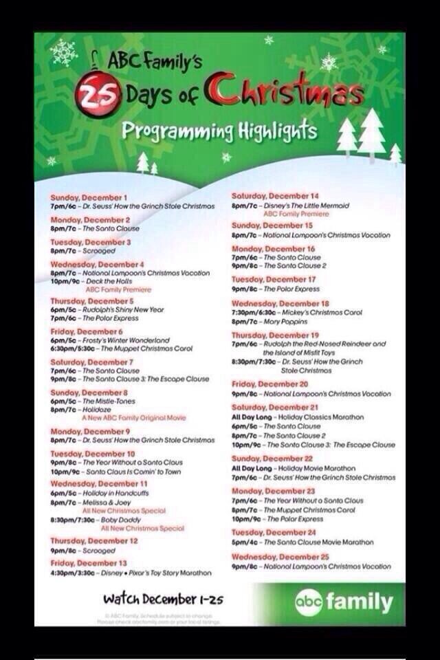 abc 39 s 25 days of christmas list trusper abc christmas movies list
