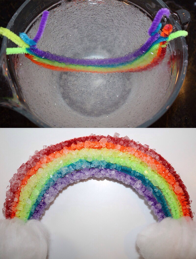 Mold your pipecleaner into a rainbow shape and twist them together at