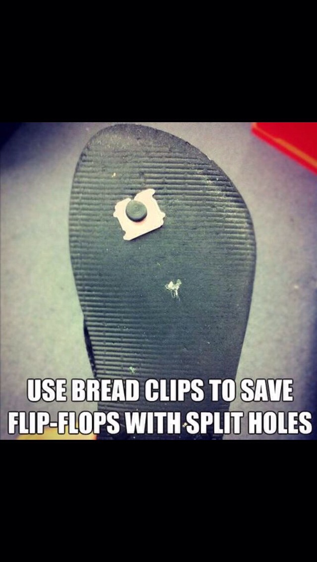 Use Bread Clips To Save Flip Flops With Split Holes! Trusper