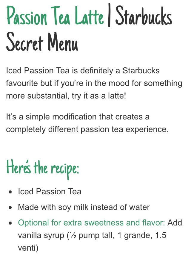 Starbucks Secret Menu Passion Tea Latte Trusper