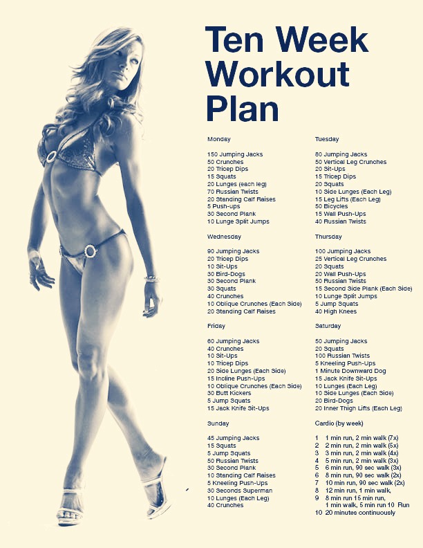 a ten week workout plan to give you the perfect beach body you want