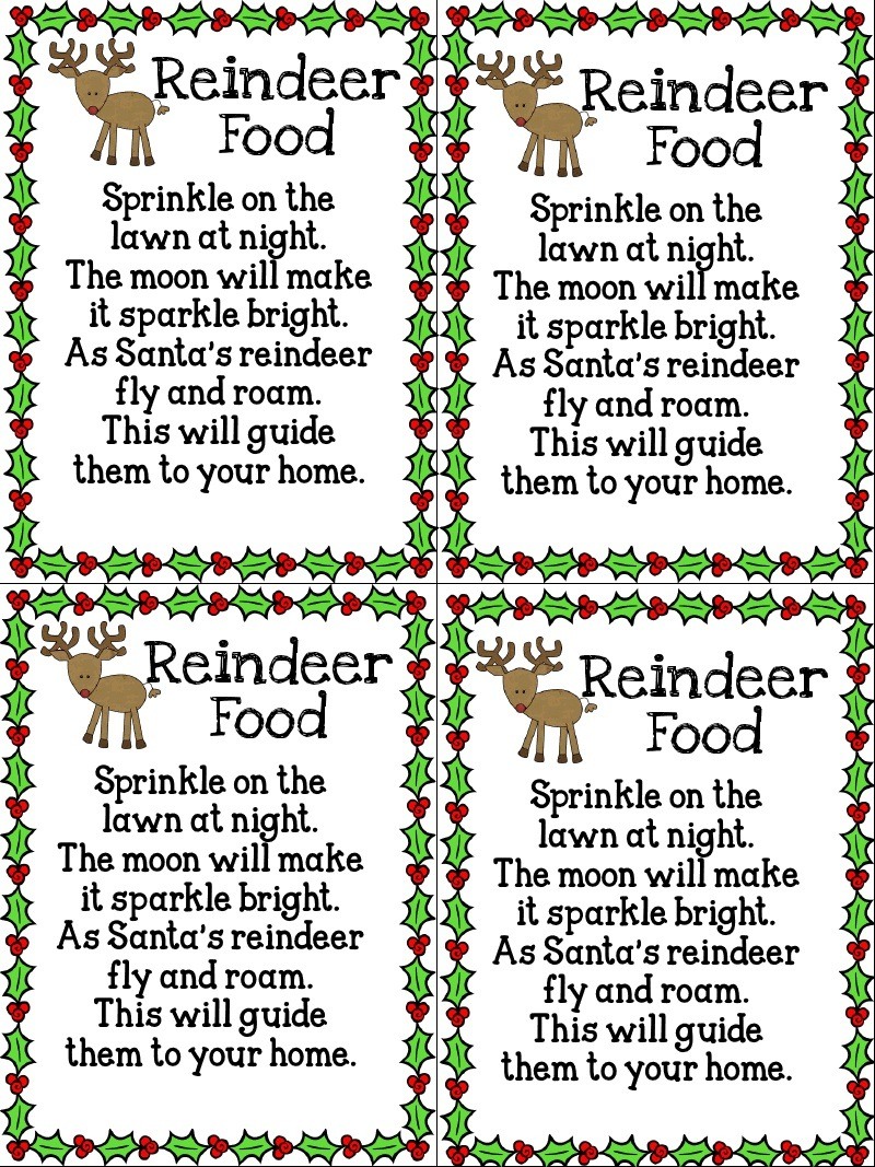 Free Printable Reindeer Food Printable