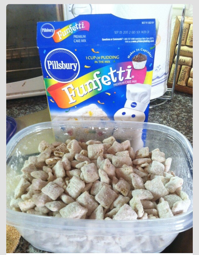 Cake Batter Puppy Chow With Frosting Cake Batter Puppy Chow With Frosting