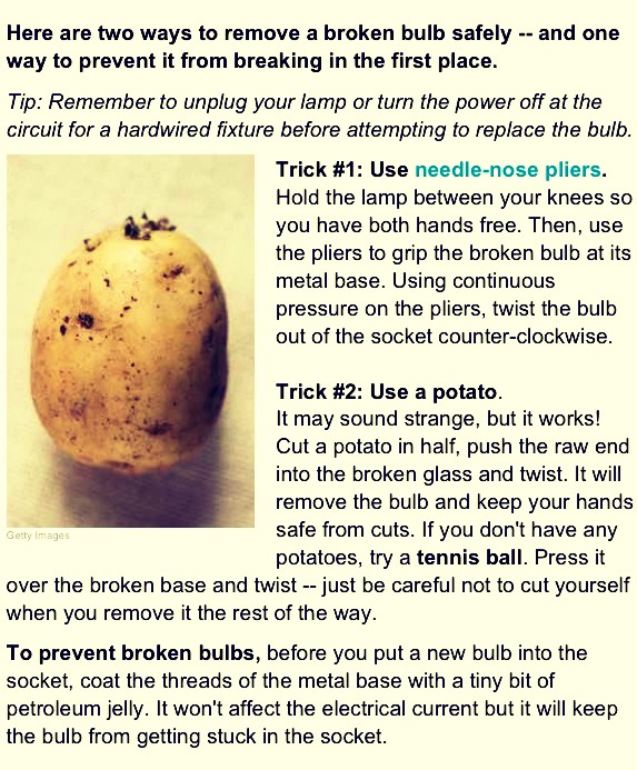 You Can Remove A Broken Light Bulb With A Potato Trusper