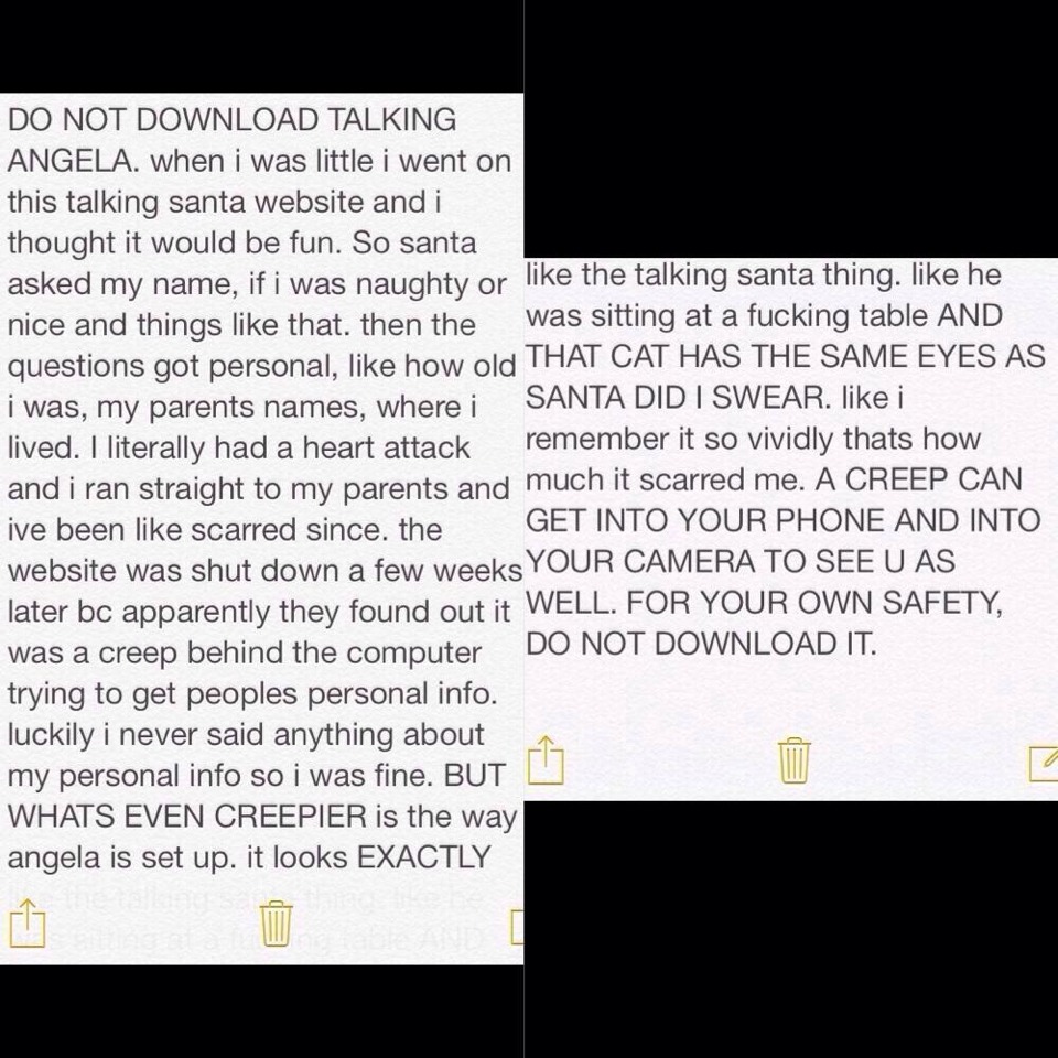 WARNING DO NOT DOWNLOAD TALKING ANGELA IT IS DANGEROUS APP FOR ALL